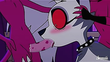 helluva boss, millie, moxxie and loona fuck in a hotel by cartoonsaur